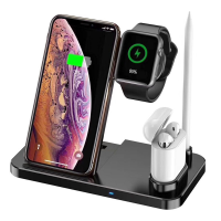 4 in 1 Foldable Wireless Charger for Apple Watch/ Apple Pencil/ AirPods/ iPhone - Black EI-CH-IP-00002BK