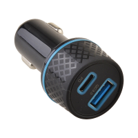 40W Dual Type-C & USB A Car Charger  Fast Charging Adapter - Black