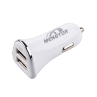 Dual USB Port Speed Car Charger for Mobile Phone (Input DC12V/24V,Output DC5V/2.1A) - White MT-EI-UN-00279WH