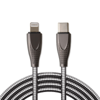 3.3ft Type-C to 8 Pin Fast Charging Data Cable (Metal Braided) - Black EI-DA-IP-00008BK