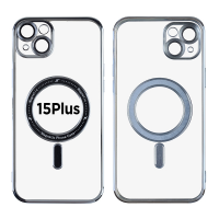 Magnetic Soft Phone Case for iPhone 15 Plus - Silver MT-TC-IP-00058SL